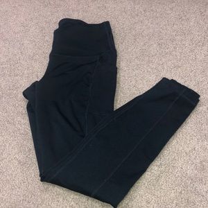 dark blue fleece lined leggings w pockets